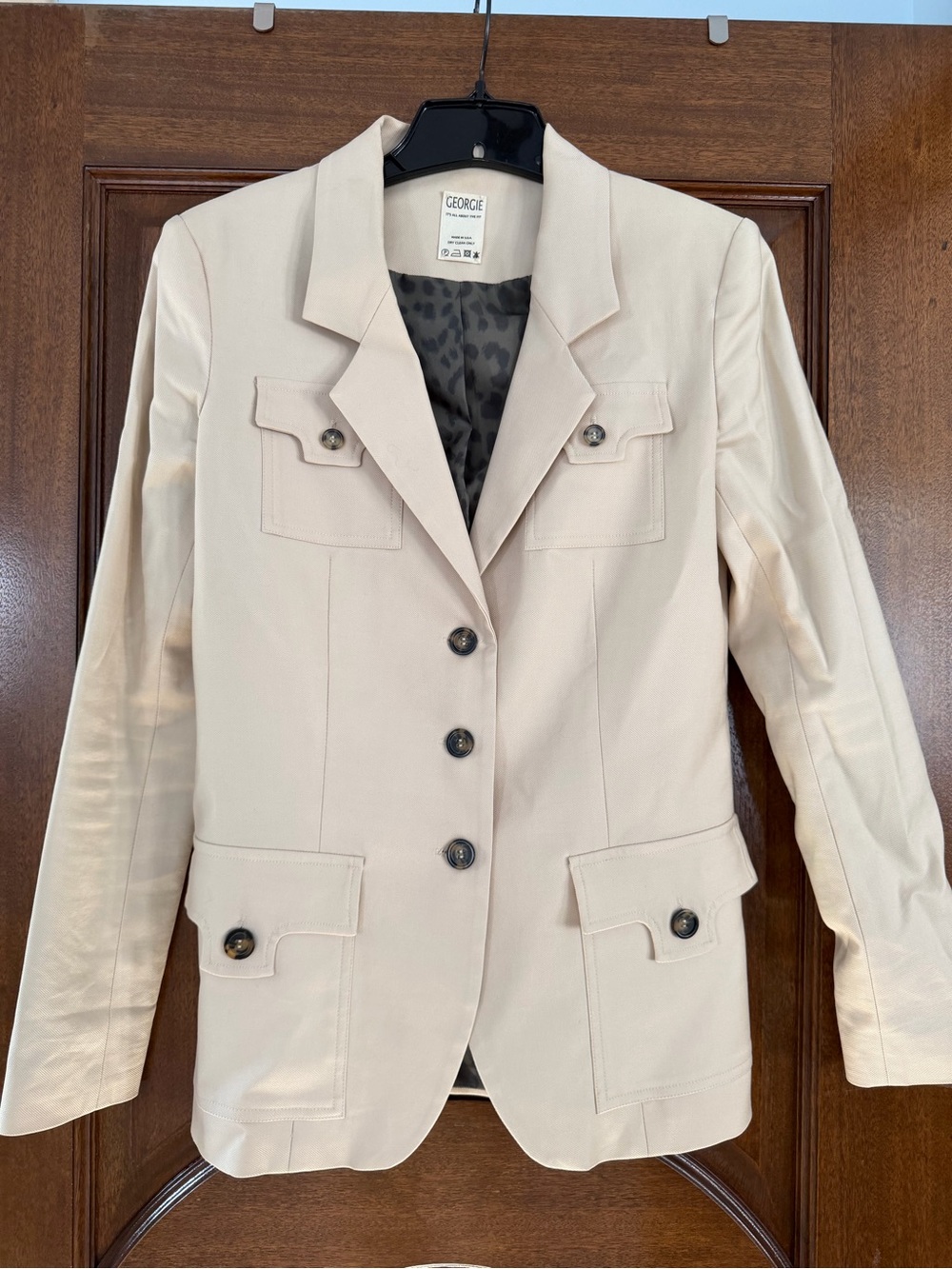 George Light Cream Women's Tailored Blazer with Pocket Flaps